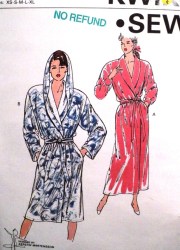 1930 STRETCH KNIT WRAP ROBE,BELT, HOODIE OR NOT PATTERN XS-XL