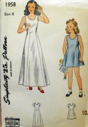 1958 1940S GIRLS PRINCESS SLIP LENGTHS PATTERN 8 26''