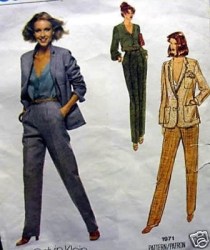 1971 CALVIN KLEIN 70S JACKET, BLOUSE, TAPER PANTS, LABEL PATTERN 12,10