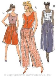 1984 SHELL TOPS, WIDE PANTS LENGTHS,SHORTS PATTERN XS-L
