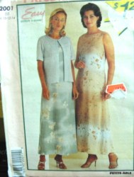 2001 MCCALLS ECONO EZ LONG SLEEVELESS DRESS, SS JACKET PATTERN 8-22