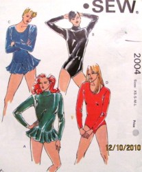 2004 STRETCHY DANCE/SKATE LS LEOTARD,SKIRT OR NOT PATTERN XS-L