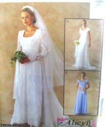 2028 WOW ALICYN BRIDES/MAID EMPIRE SS-LS GOWN PATTERN 4-18 4 SZ