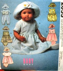 2053 BABY DRESS,ROMPERS LENGTHS,PANTIES, HAT PATTERN SM-XL