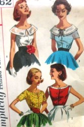 2062  SIMPLICITY 1957 BUTTON BLOUSE SLEEVES/  COLLAR OR NOT PATTERN 16 36''b