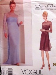 2066 OSCAR LINED DRAPE KNEE-FLR SHEER DRESS, SASH PATTERN 14-18
