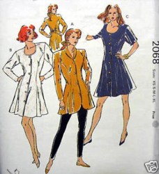2068 KWIK SEW PRINCESS TUNIC, MINI FLARE TIED DRESS PATTERN XS-XL