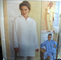 2073 mccalls MANDARIN BACK PLEAT SHIRT, PIN TUCK OR NOT,  PANTS PATTERN 8,10 OR lg 16,18 choice