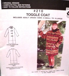 210 MACPHEE UNISEX LINED OR NOT TOGGLE COAT, HOOD, LENGTHS XS-XL