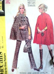 2118 McCalls 1969 CAPE LENGTHS, LONG PANTS PATTERN 12,10 choice