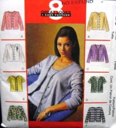 2128 BUTTON SS-LS CARDIGAN,TOP SLVS OR NOT PATTERN 4-22 5 SZ