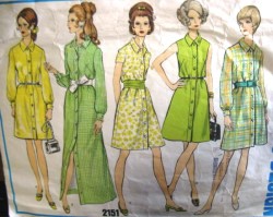2151 1968 FLARE A-LINE SHIRTDRESS LENGTHS SLVS OR NOT PATTERN 12