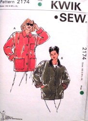 2174 KWIK SEW  MS LOOSE BOXY UNLINED COLLAR JACKET PATTERN XS-XL