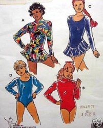 2177 2178 KWIK SEW STRETCH LONG SLEEVE LEOTARDS, CIRCLE SKIRT PATTERN 4-7. 8=14