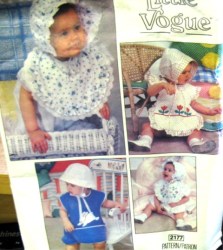 2177 VOGUE TODDLER BIBS, BONNETS 2 STYLES,PANTIES 70S PATTERN 1-4 UNCUT