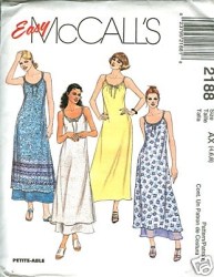 2188 STRAPPY SLIP DRESS, OVERDRESS PATTERN 4-8, 12-16,14-18