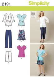 2191 SPORTY TOPS, SKIRT, BOTTOMS, SASH PATTERN 16-24