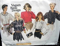 2202 VOGUE  LOOSE RUFFLE PLEAT TUCK BLOUSE 1987 PATTERN 6-10 UNCUT