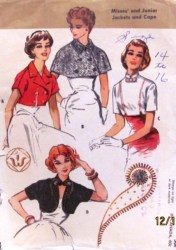 2214 1957 SWEET BOLERO CROP JACKETS,LITTLE CAPES PATTERN 14,16