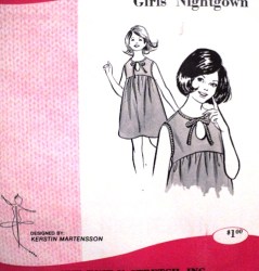 223 GIRLS SHORTIE NIGHTGOWN 1970 PATTERN AGE 8-12