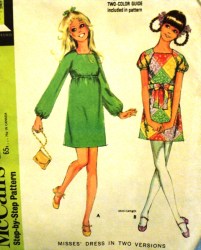 2240 1969 SQUARE NECK SS-LS MINI DRESS PATTERN 8 31 1/2