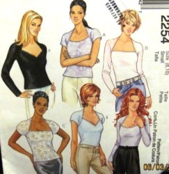 2254 CUTEST STRETCH KNIT FAUXLERO SS-LS TOPS PATTERN 8,10