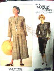 2321 VOGUE TAMOTSU EZ YOKE JACKET, TAPER SKIRT, WIDE PANTS PATTERN 8-12; 20-24 CHOICE UNCUT
