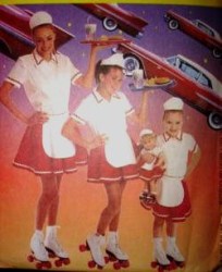 2327 MCCALLS CAR HOP GIRLS SHIRT, SKIRT, APRON, 18'' DOLL PATTERN 3-12