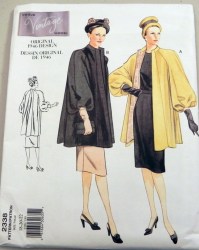 2338 VOGUE RETRO 1946 LINED FLARE LS COAT PATTERN 12-16
