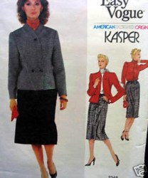 2348 Vogue KASPER JACKET,  BLOUSE, STRAIGHT SKIRT 70s PATTERN 8, 10; 12 choice