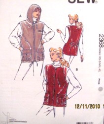 2368 LADIES KNIT ZIPPY VESTS HOOD OR NOT PATTERN XS-XL