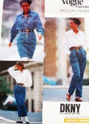 2372 VOGUE DONNA KARAN DK  SPORTY JEAN SKIRT LENGTHS, PANTS PATTERN 6-10,12-16,18-22