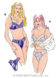 2375 KWIK SEW STRETCH KNIT BRA, PANTIES  PATTERN XS-XL 32B-40B, 22-37" WAIST