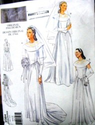 2384 VOGUE  '44 BRIDAL DROP WAIST YOKE FLARE FLOOR DRESS, TRAIN PATTEN 6-22 3 SZS ADVANCED
