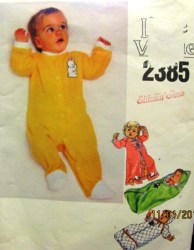 2385 INFANT BUNTING,KIMONO,HOODED BATHTOWEL, LAYETTE PATTERN O/S