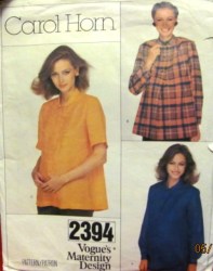 2394 VOGUE CAROL HORN 70S LONG SS-LS MATERNITY TOP PATTERN 10