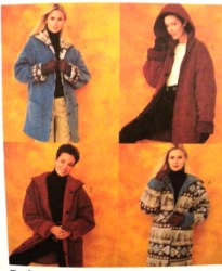 2404 LOOSE WOOL/FLEECE BUTTON HOOD JACKET PATTERN XS-XL 2 SZ