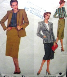 2405 DIOR JACKET,SKIRT,BACK BUTTON BLOUSE PATTERN 10,12,14