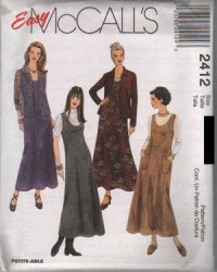 2412 EZ MCCALLS  SLEEVELESS JUMPER, LS SHIRT-JACKET PATTERN 10-12; 12 - 16 UNCUT CHOICE