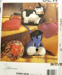 2413 COW BAG,BUNNY BAG,HEART/ROUND PURSE 2 SIZES PATTERN