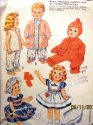 2412 MCCALLS 19-21'', DOLL PETTIPANTS, DRESS, SNOWSUIT, PJ, HAT PATTERN