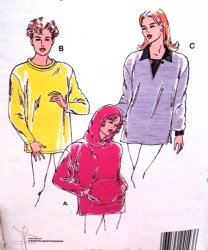 2414 FLEECE KNIT PULLOVER TUNIC TOPS HOODIE OR NOT PATTERN XS-XL