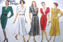 2422 EZ VOGUE MOCK WRAP TAPER-FLARE DRESS LENGTHS PATTERN 8-18