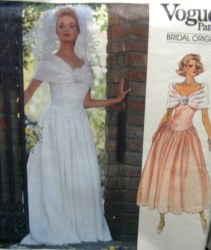 2425 VOGUE BRIDE S/ MAID SLEEVELESS DRESS, CAPELET COLLAR, TRAIN PATTERN 6-16