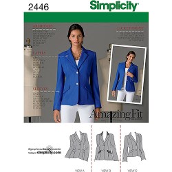 2446  SIMPLICITY 2 BUTTON LINED FIT JACKET PATTERN 6-14, 16-24  A,B, C CHOICE