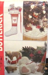 4524 XMAS STOCKING, ORNAMENTS, SKIRT PATCHWORK, QUILTED PATTERN