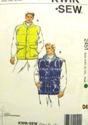 2451 MR OR MS LINED NYLON QUILTED POCKET VEST PATTERN SM-XXL