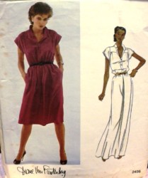 2456 VOGUE FURSTENBERG BUTTON BODICE SHORT SLEEVE DRESS LENGTHS PATTERN 12, 10 choice