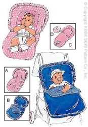 2470 KWIK SEW BABY CAR SEAT, STROLLER COVERS, HEAD REST PATTERN UNCUT