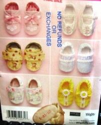 2471 SIMPLICITY  INFANTS, BABIES, DOLLS SHOES PATTERN ONE SIZE